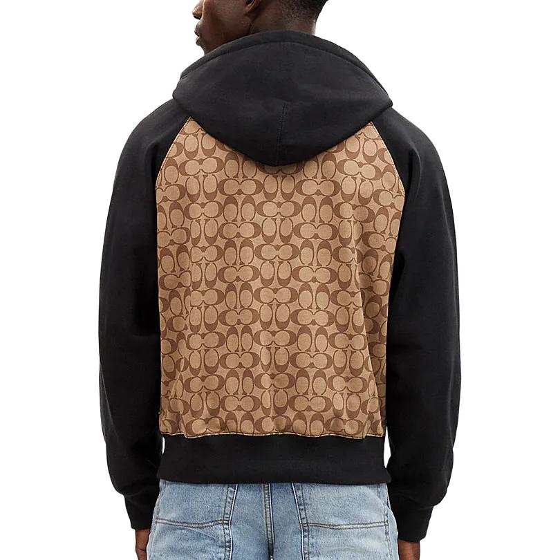 Purchase COACH SS24 Hoodie Khaki Motif Colorblock Pullover. CO826-OFZ