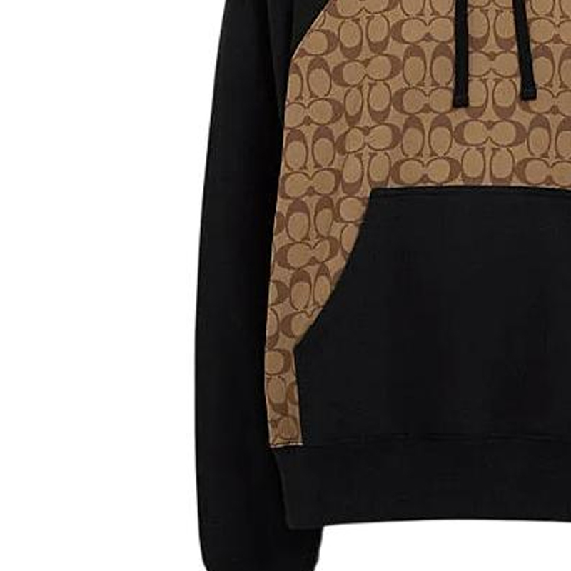 Details for COACH SS24 Hoodie Khaki Motif Colorblock Pullover. CO826-OFZ