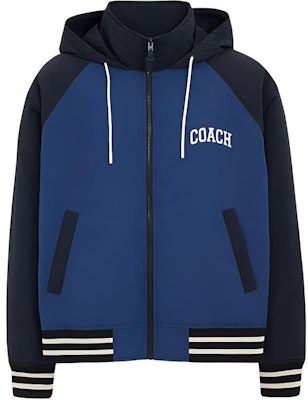COACH SS24 Colorblock Zip-Up Hoodie Jacket - Blue. CT736-NV-BL Order COACH SS24 Colorblock Zip-Up Hoodie Jacket - Blue. CT736-NV-BL