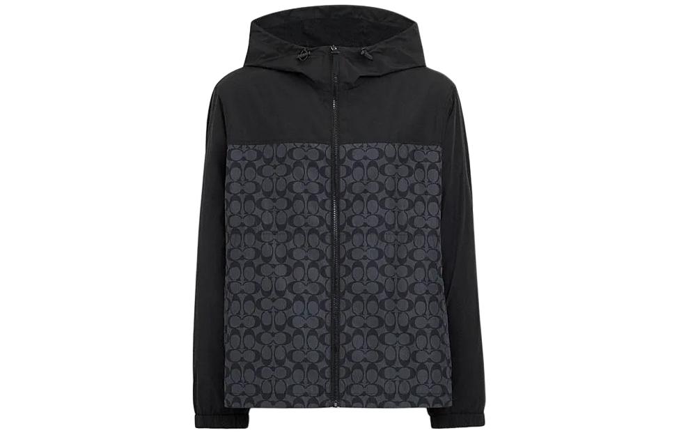 COACH SS24  Colorblock Zip-Up Hoodie Jacket in Charcoal Gray. CO805-R8E