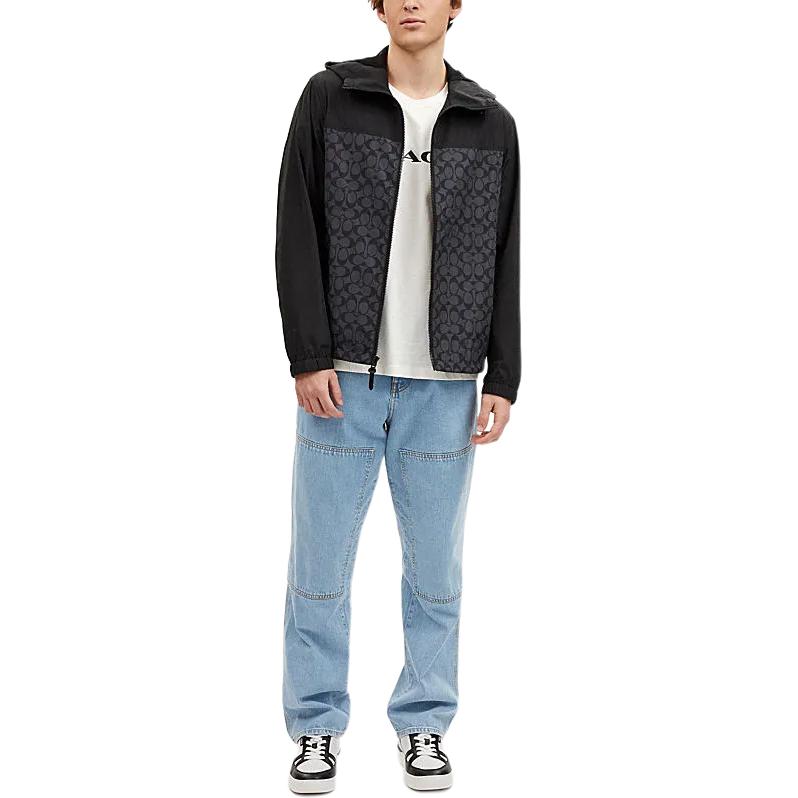 Lookbook コーチ SS24 カラーブロック ジップアップ フーディ ジャケット チャコールグレー. CO805-R8E