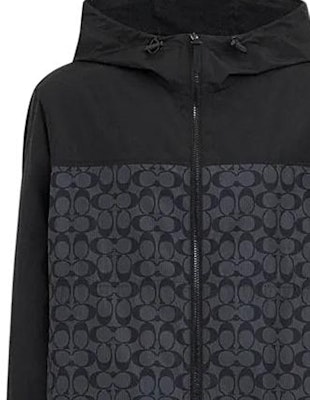 コーチ SS24 カラーブロック ジップアップ フーディ ジャケット チャコールグレー. CO805-R8E Sizing コーチ SS24 カラーブロック ジップアップ フーディ ジャケット チャコールグレー. CO805-R8E