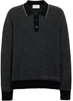 COACH SS24 Letter Embroidered Polo Long Sleeve Knit Sweater Charcoal Black CM807-MI5 COACH SS24 Letter Embroidered Polo Long Sleeve Knit Sweater Charcoal Black CM807-MI5
