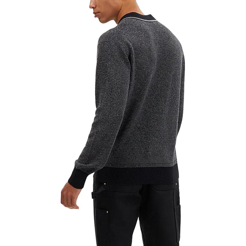 Shop 코치 SS24 레터 자수 폴로 긴팔 니트 스웨터 차콜 블랙 CM807-MI5