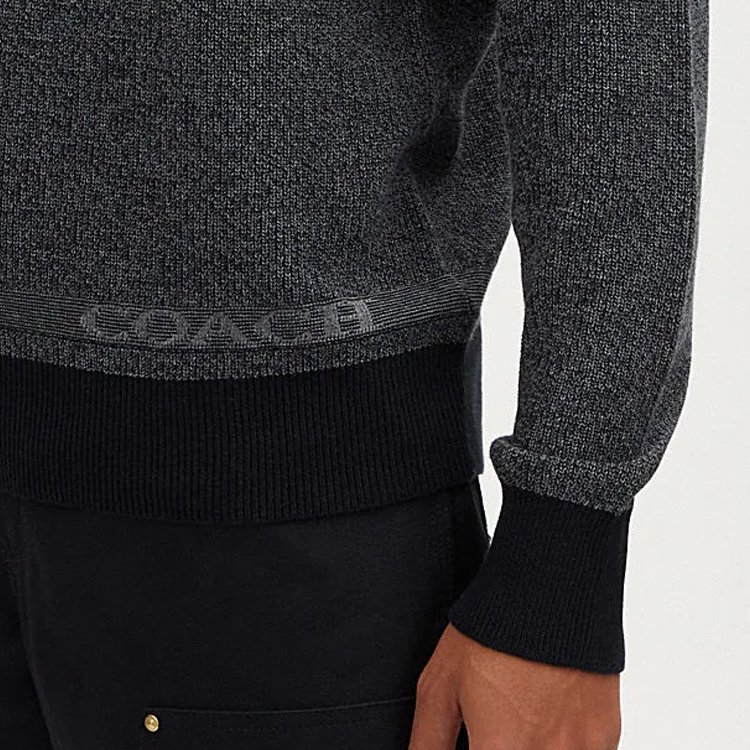 Purchase 코치 SS24 레터 자수 폴로 긴팔 니트 스웨터 차콜 블랙 CM807-MI5