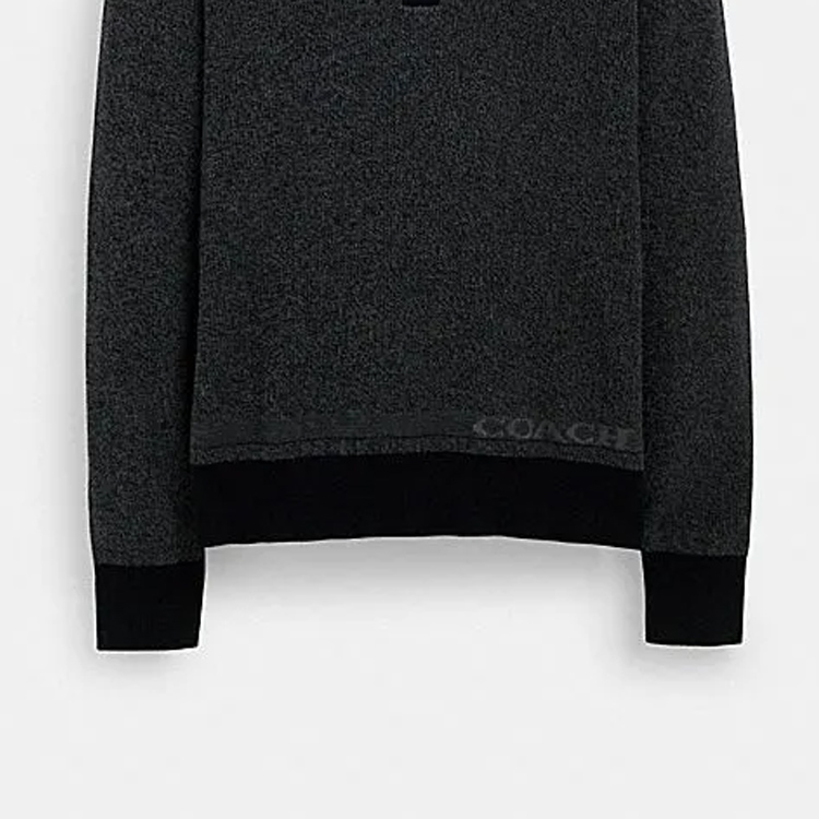 Details for 코치 SS24 레터 자수 폴로 긴팔 니트 스웨터 차콜 블랙 CM807-MI5