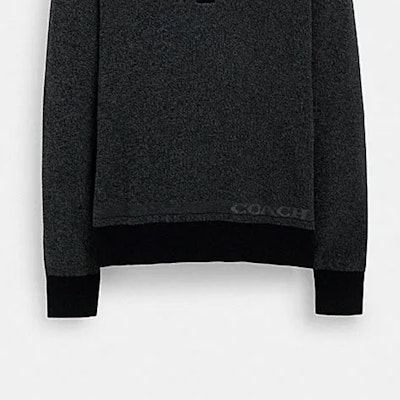 코치 SS24 레터 자수 폴로 긴팔 니트 스웨터 차콜 블랙 CM807-MI5 Details for 코치 SS24 레터 자수 폴로 긴팔 니트 스웨터 차콜 블랙 CM807-MI5