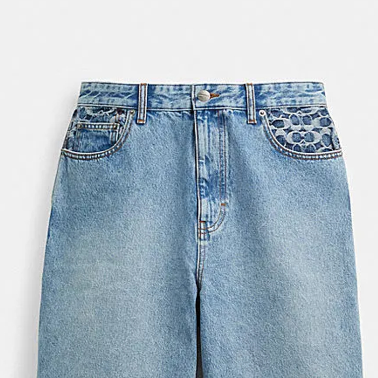 Details for コーチ SS24 ライトブルー ジッパーポケット付きストレートデニムショーツ CR356-P9J