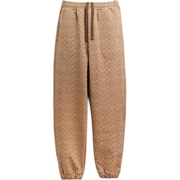 COACH SS24  Logo Drawstring Knit Jogger Pants Brown Yellow. CP979-RYU