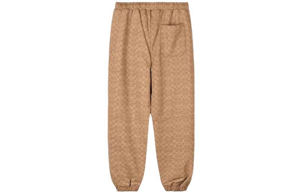 Lookbook 蔻驰 SS24 标志抽绳针织慢跑裤 棕黄色. CP979-RYU
