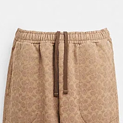 蔻驰 SS24 标志抽绳针织慢跑裤 棕黄色. CP979-RYU Shop 蔻驰 SS24 标志抽绳针织慢跑裤 棕黄色. CP979-RYU