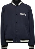 COACH SS24 Navy Blue Logo Print Single-Breasted Jacket. CO799-RF2 COACH SS24 Navy Blue Logo Print Single-Breasted Jacket. CO799-RF2