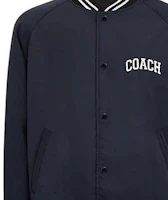 Details for COACH SS24 Navy Blue Logo Print Single-Breasted Jacket. CO799-RF2