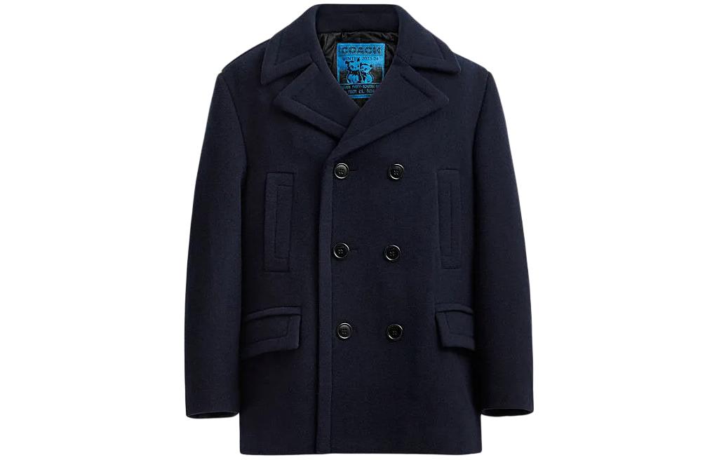 COACH SS24  Navy Blue Solid Double-Breasted Casual Coat CQ256-NAV