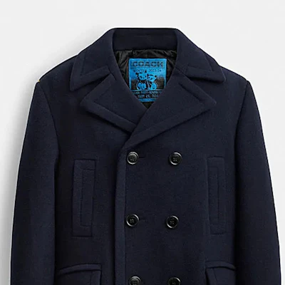 蔻驰 SS24 海军蓝纯色双排扣休闲外套 CQ256-NAV Shop 蔻驰 SS24 海军蓝纯色双排扣休闲外套 CQ256-NAV