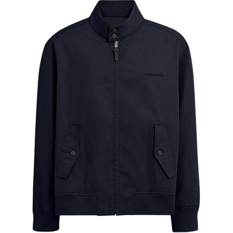 COACH SS24  Navy Blue Zip-Up Stand Collar Casual Jacket. CS015-NAV