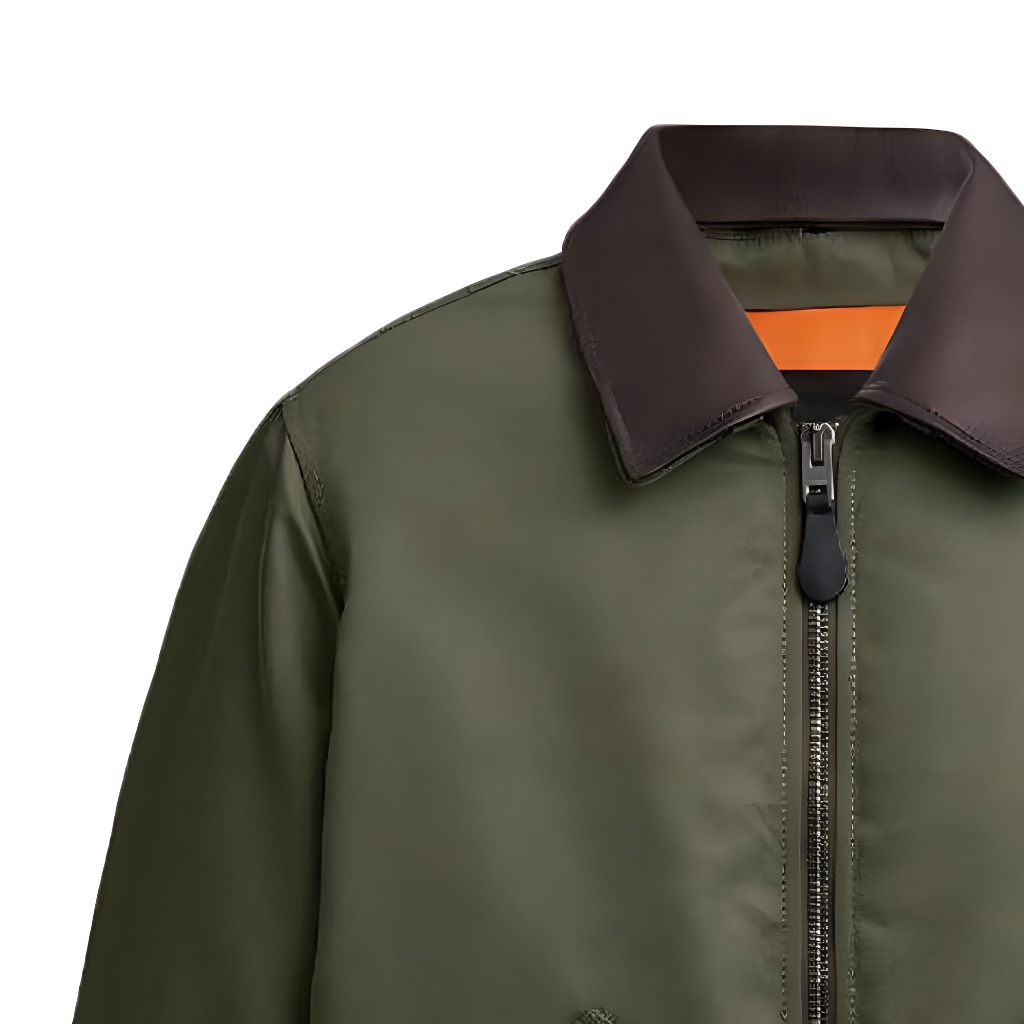 Details for COACH SS24 纯色拉链翻领夹克 - 绿色 CN945-TV4