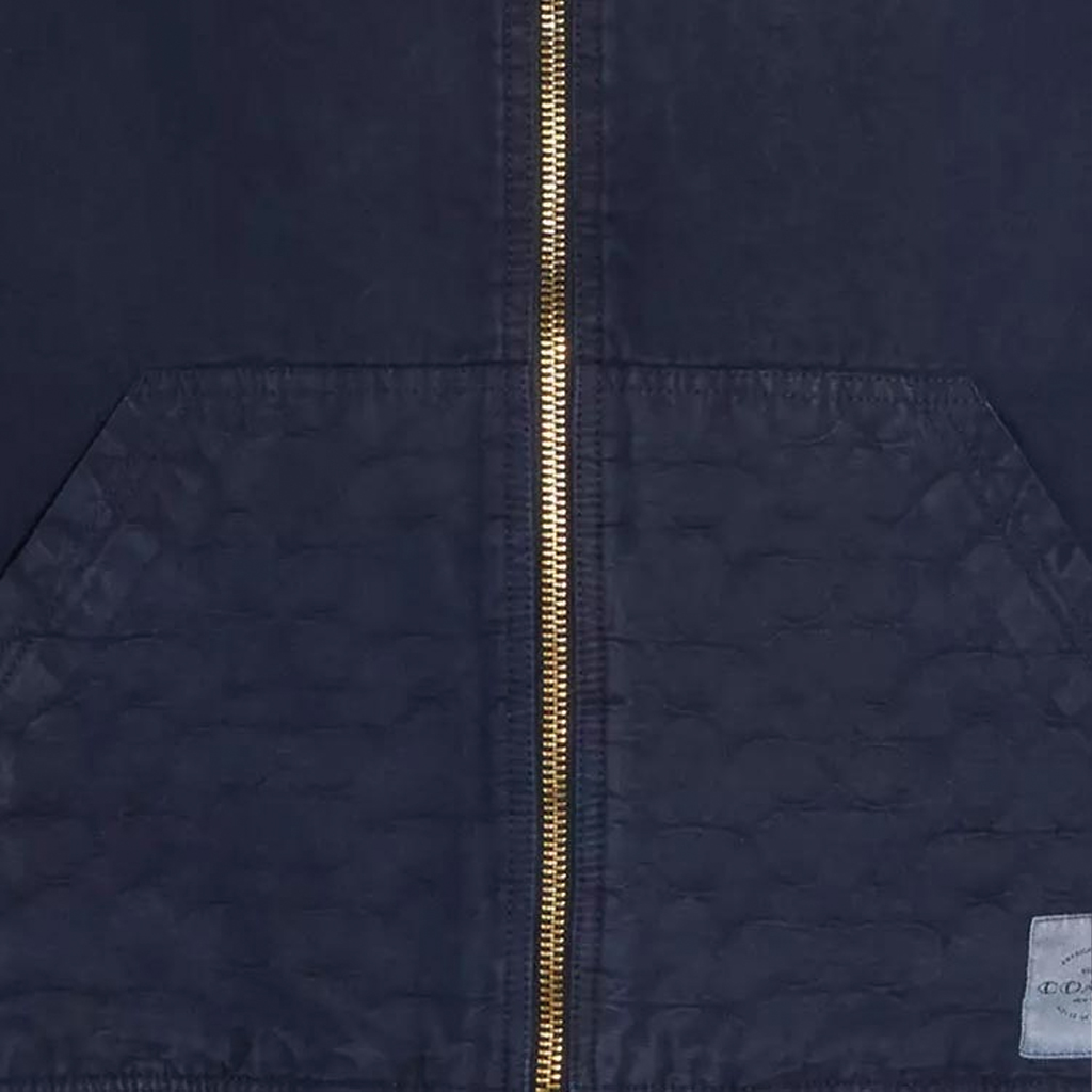 Cheap COACH SS24 Jaket Hoodie Drawstring Solid Warna Navy Blue. CF795-NAV