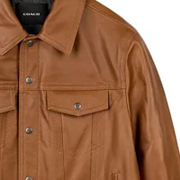 Details for COACH SS24 Solid Leather Jacket Orange Red Long Sleeve Single-Breasted CM795-RUS