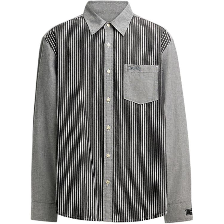 COACH SS24  Striped Colorblock Long Sleeve Shirt in Gray CT056-GRY