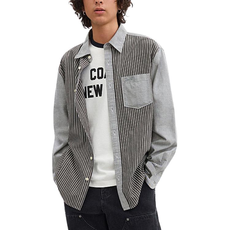 Lookbook COACH SS24  Striped Colorblock Long Sleeve Shirt in Gray CT056-GRY