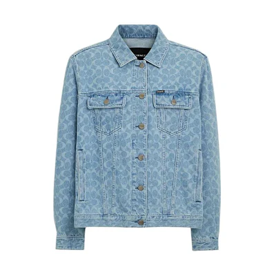 COACH SS24 Washed Print Long Sleeve Button-Up Jacket. CQ835-LUN