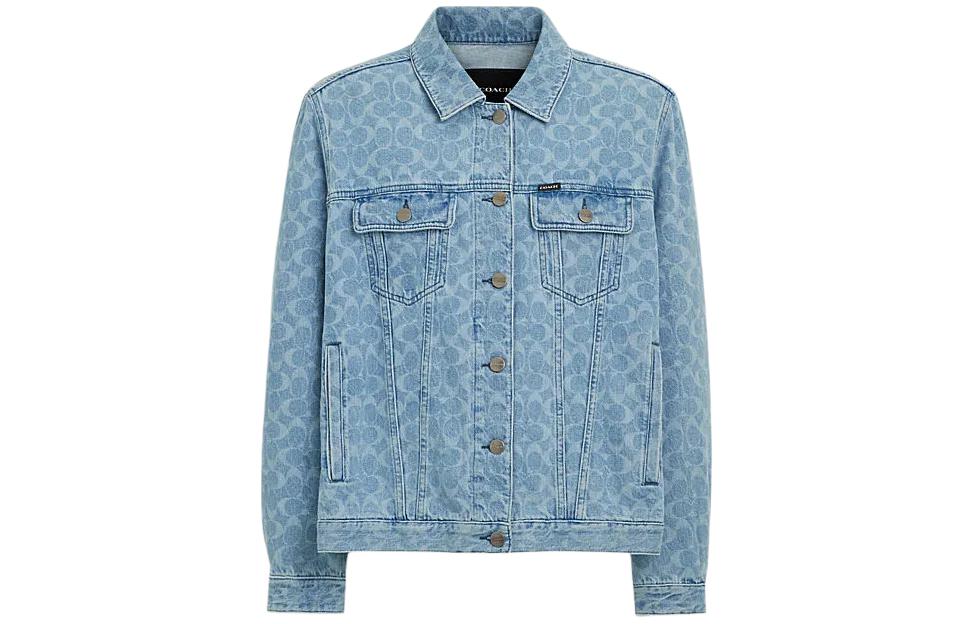 Order COACH SS24 Jaket Lengan Panjang Motif Washed dengan Kancing Depan. CQ835-LUN