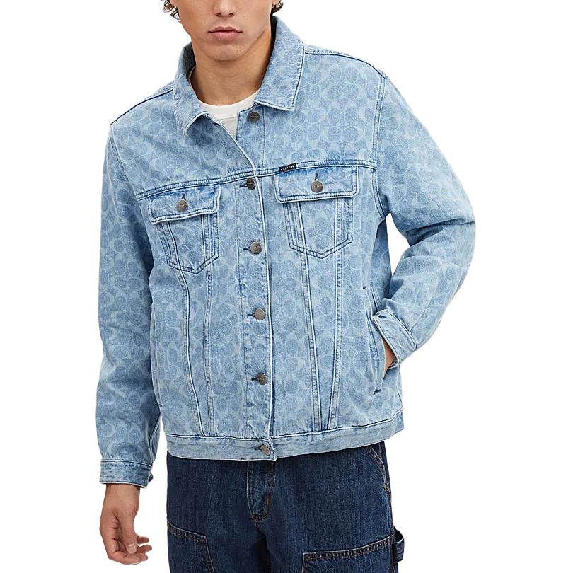 Purchase COACH SS24 Jaket Lengan Panjang Motif Washed dengan Kancing Depan. CQ835-LUN