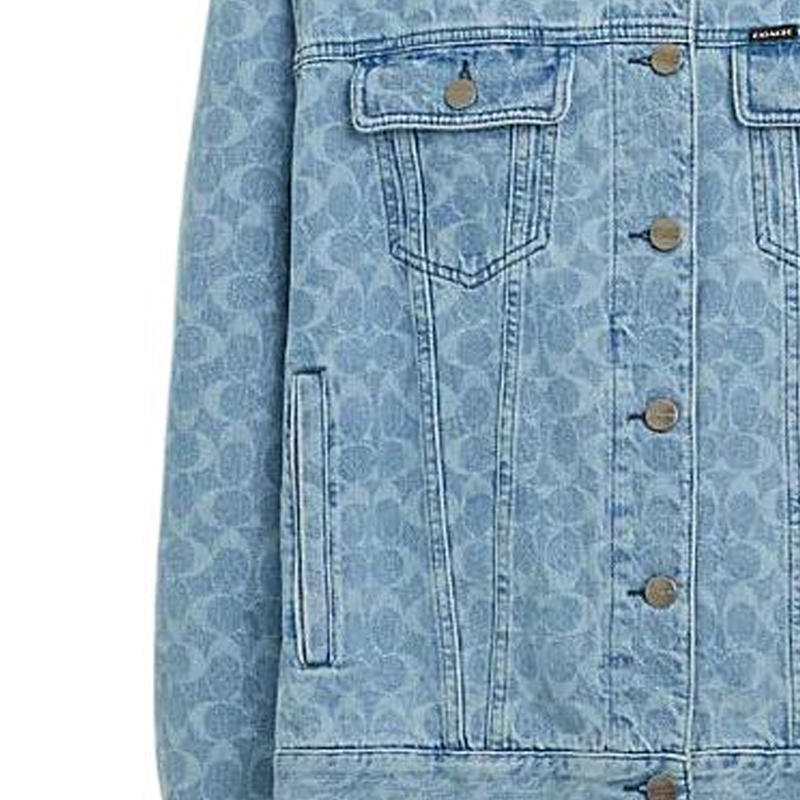 Details for COACH SS24 Jaket Lengan Panjang Motif Washed dengan Kancing Depan. CQ835-LUN