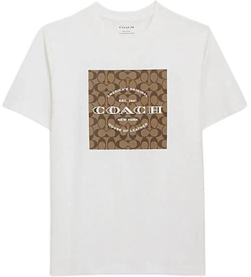 コーチ SS24 ホワイト クルーネック Tシャツ レタープリントデザイン. CO790-WHT Buy コーチ SS24 ホワイト クルーネック Tシャツ レタープリントデザイン. CO790-WHT