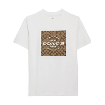 COACH SS24 White Crewneck T-Shirt with Letter Print Design. CO790-WHT