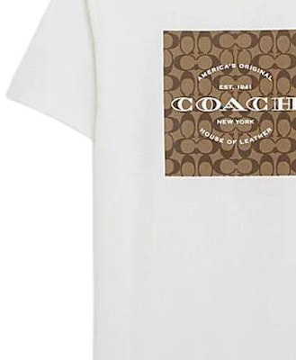 コーチ SS24 ホワイト クルーネック Tシャツ レタープリントデザイン. CO790-WHT Purchase コーチ SS24 ホワイト クルーネック Tシャツ レタープリントデザイン. CO790-WHT