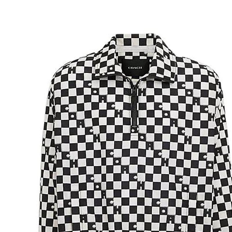 Coach SS24 Black Checkered Pullover Long-Sleeve Jacket CO806-SN3 圖 5