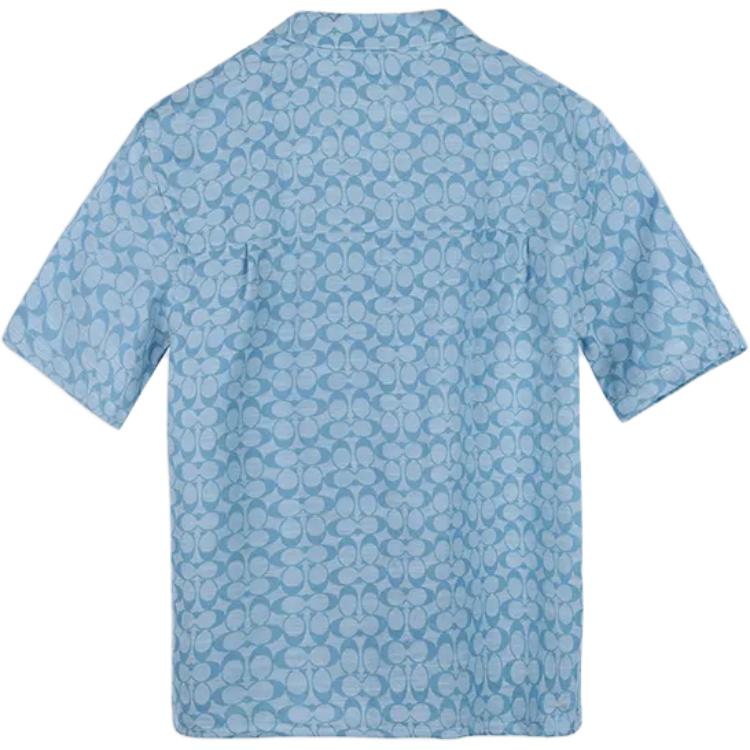 Lookbook 蔻驰男士春夏蓝色图案印花短袖衬衫SS24. C7812-X0L