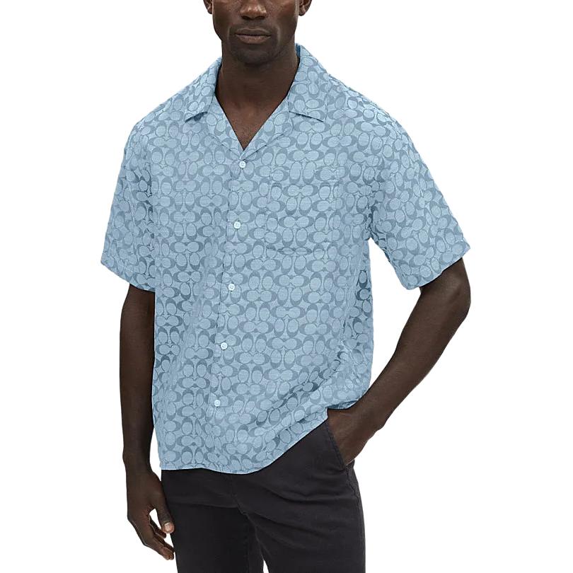 Details for 蔻驰男士春夏蓝色图案印花短袖衬衫SS24. C7812-X0L