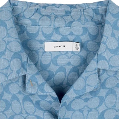 蔻驰男士春夏蓝色图案印花短袖衬衫SS24. C7812-X0L Sizing 蔻驰男士春夏蓝色图案印花短袖衬衫SS24. C7812-X0L