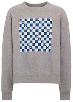 COACH SS24 Checkered Crewneck Pullover Sweatshirt in Heather Grey CO828-LEB COACH SS24 Checkered Crewneck Pullover Sweatshirt in Heather Grey CO828-LEB