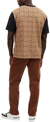 コーチ SS24 カラーブロック プリント クルーネック 半袖Tシャツ カーキ CO789-OFZ Shop コーチ SS24 カラーブロック プリント クルーネック 半袖Tシャツ カーキ CO789-OFZ