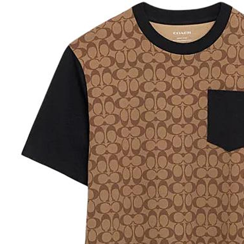 Details for コーチ SS24 カラーブロック プリント クルーネック 半袖Tシャツ カーキ CO789-OFZ