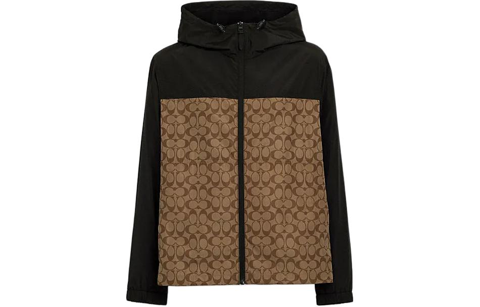 COACH SS24 Colorblock Zip-Up Hooded Jacket  Khaki CO805-OFZ