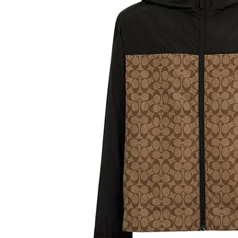 Purchase COACH SS24 Jaket Hoodie Berpenutup Ritsleting Colorblock Khaki CO805-OFZ