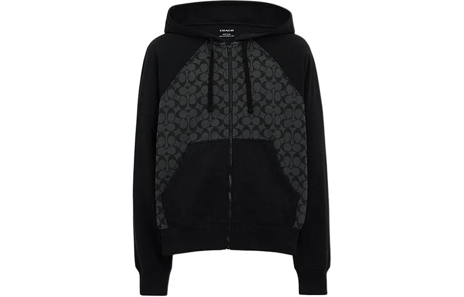 COACH SS24 Colorblock Zip-Up Hoodie  Charcoal Gray CO827-R8E