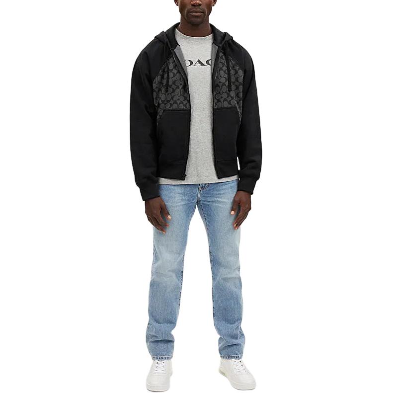 Lookbook 코치 SS24 컬러블록 집업 후디 차콜 그레이 CO827-R8E