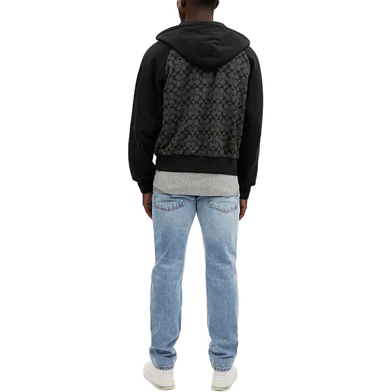 Shop 코치 SS24 컬러블록 집업 후디 차콜 그레이 CO827-R8E