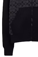 Details for COACH SS24 Hoodie Zip-Up Warna Blok Abu-Arang. CO827-R8E