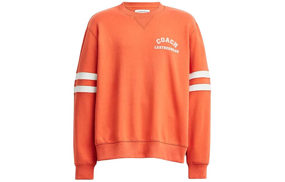 COACH SS24 Letter-Print Crewneck Sweatshirt in Burnt Orange CN096-BNO