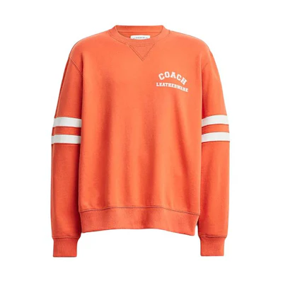 COACH SS24 Letter-Print Crewneck Sweatshirt in Burnt Orange CN096-BNO