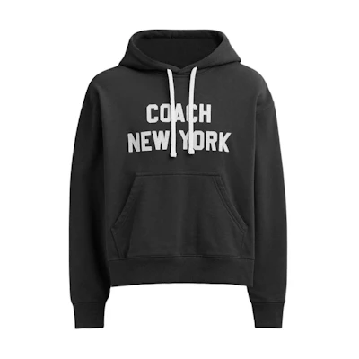 Coach SS24 Letter Print Black Hoodie Unisex Casual Loose Fit CQ226-BLK