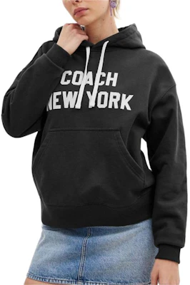 コーチ SS24 レタープリント ブラック フーディ ユニセックス カジュアル ルーズフィット CQ226-BLK Lookbook コーチ SS24 レタープリント ブラック フーディ ユニセックス カジュアル ルーズフィット CQ226-BLK