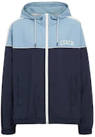 Coach SS24 Logo Colorblock Zip Hoodie Jacket Mixed Blue CO798-BLMC Coach SS24 Logo Colorblock Zip Hoodie Jacket Mixed Blue CO798-BLMC